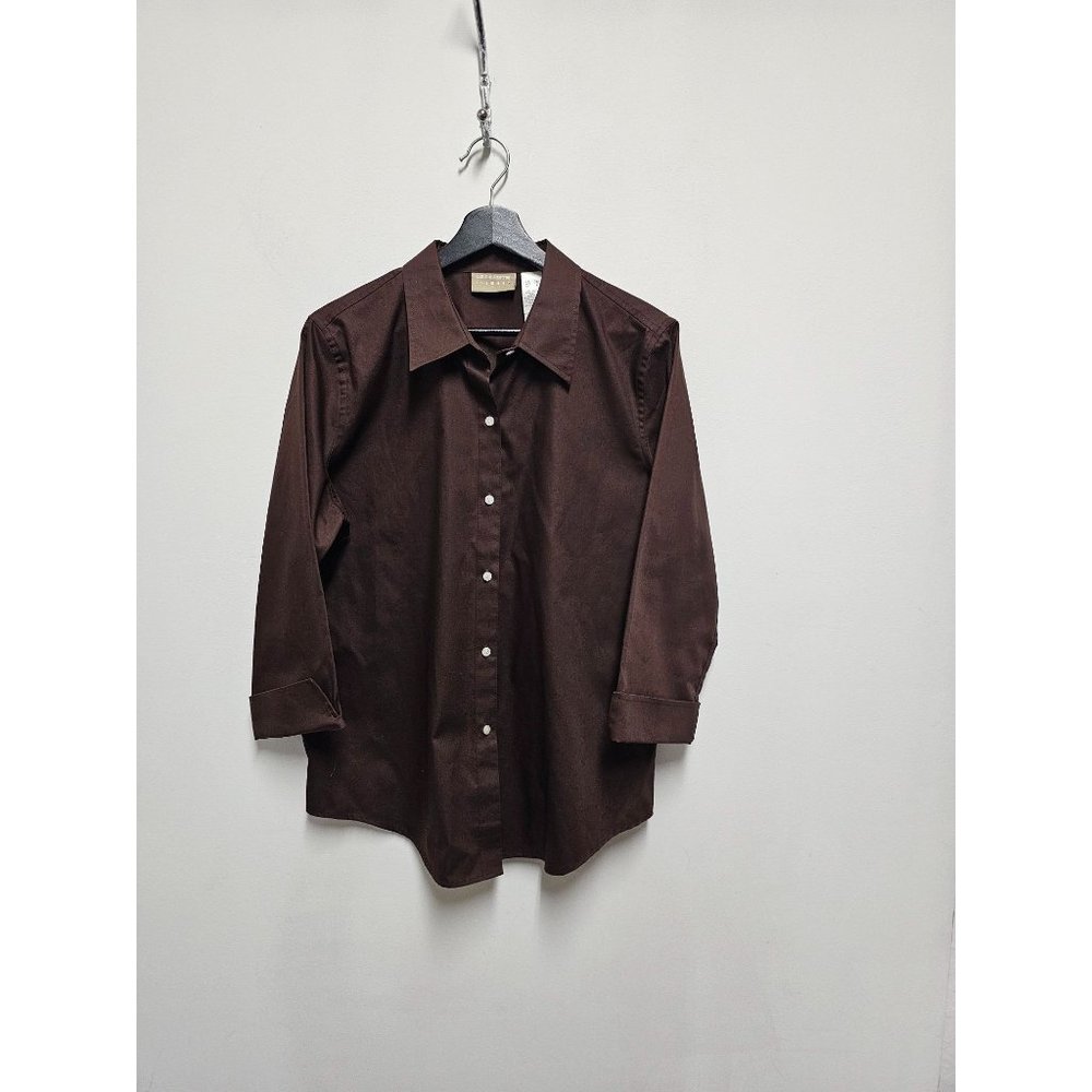 Liz Claiborne Lizwear Brown Button Down Shirt  Large